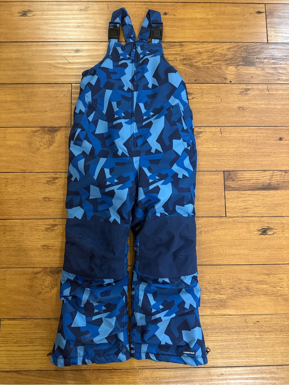 Lands' End Blue Camo Kids Snow Bib Overalls